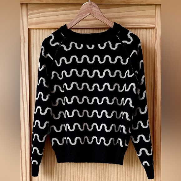 Emerson Fry Reversible Loki Stripe Camel + Black Alpaca Sweater, SM - Picture 6 of 6